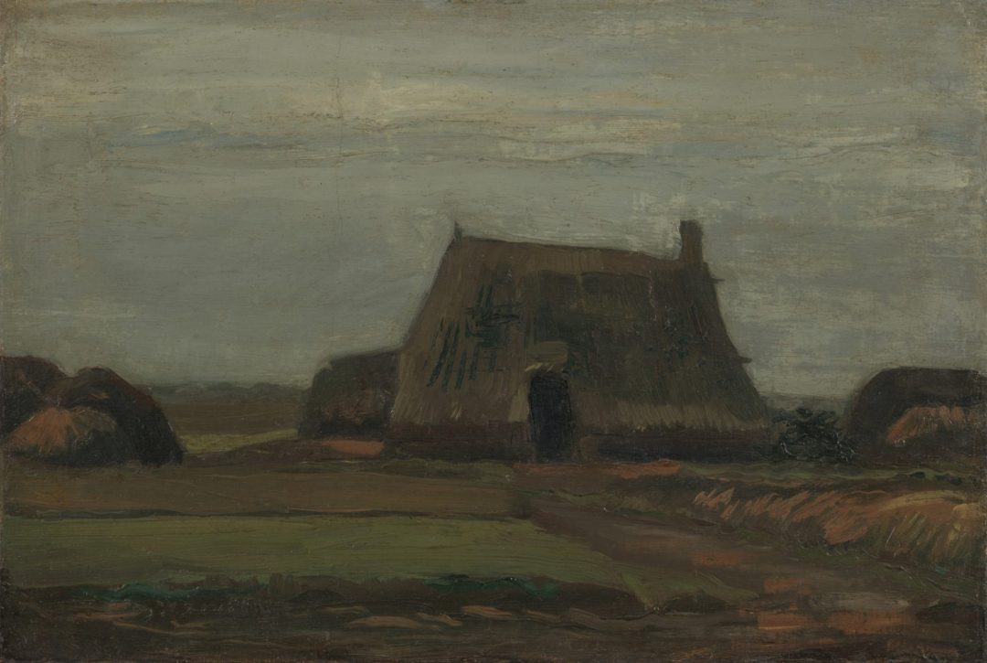 Granja con montones de turba, de Van Gogh, 1883