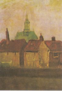 Grupo de casas viejas con la Iglesia Nueva en La Haya, de Van Gogh