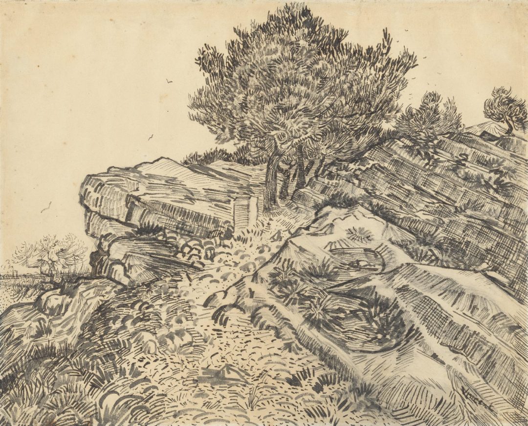 La roca de Montmajour con pinos, Vincent van Gogh, 1888, Museo Van Gogh