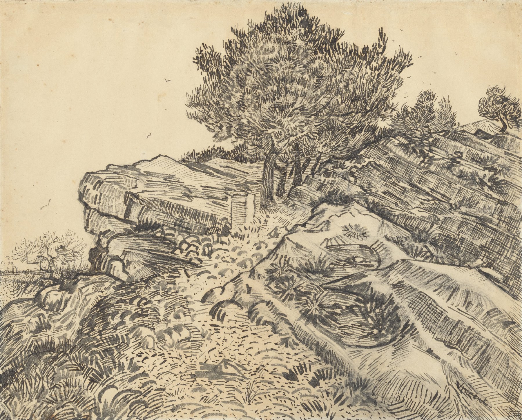 La roca de Montmajour con pinos, Vincent van Gogh, 1888, Museo Van Gogh