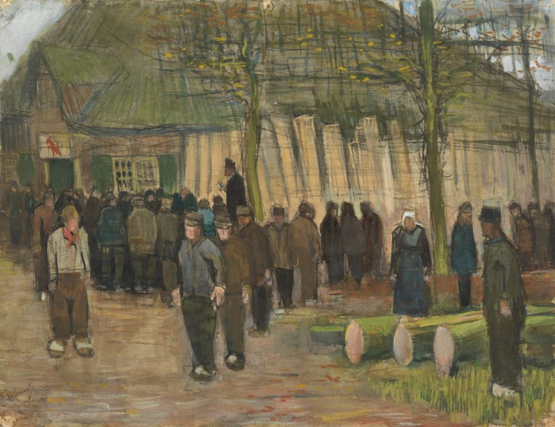 La subasta de madera, acuarela de Van Gogh, Nuenen, 1884, Museo Van Gogh