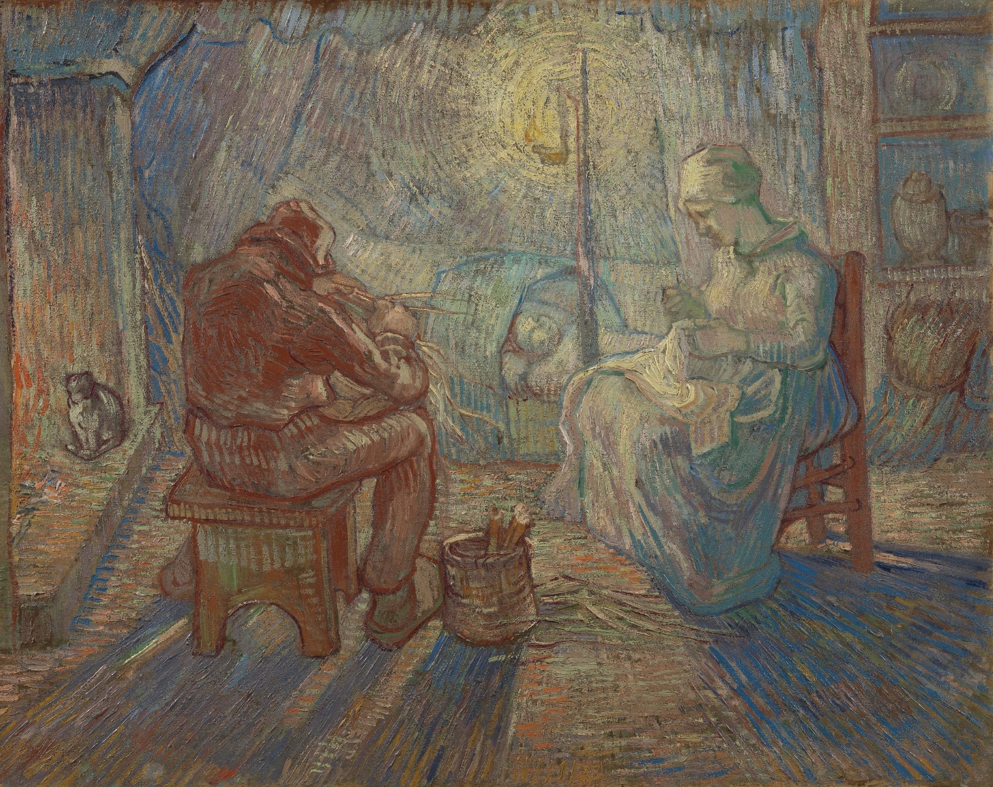 La velada, según Millet, Van Gogh, 1889, Museo Van Gogh