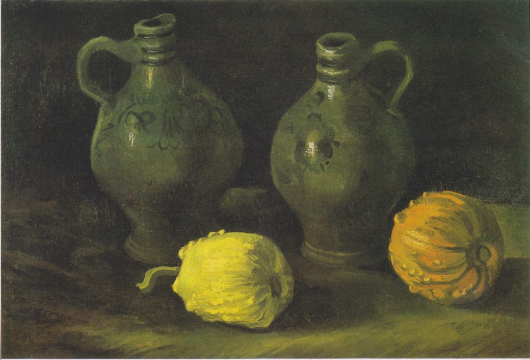 Naturaleza muerta con dos jarras y dos calabazas, Vincent van Gogh, Nuenen 1885