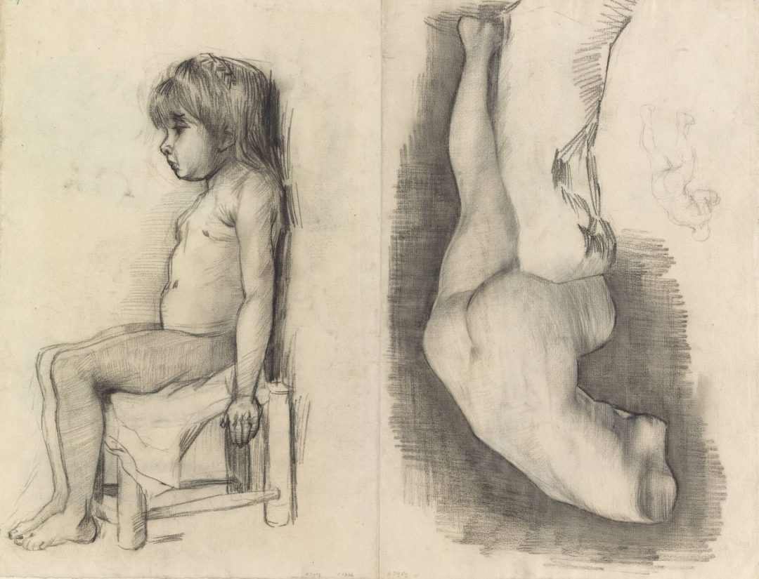 Niña sentada y Venus, dibujo de Van Gogh, París, 1886, Museo Van Gogh