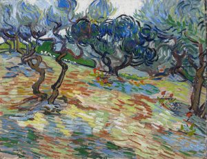 Olivos, cielo azul brillante, de Van Gogh