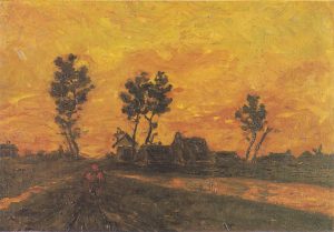 Paisaje a la puesta del sol, de Van Gogh