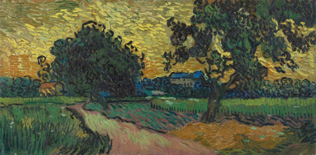 Paisaje con el castillo de Auvers a la puesta del sol, Van Gogh, 1890