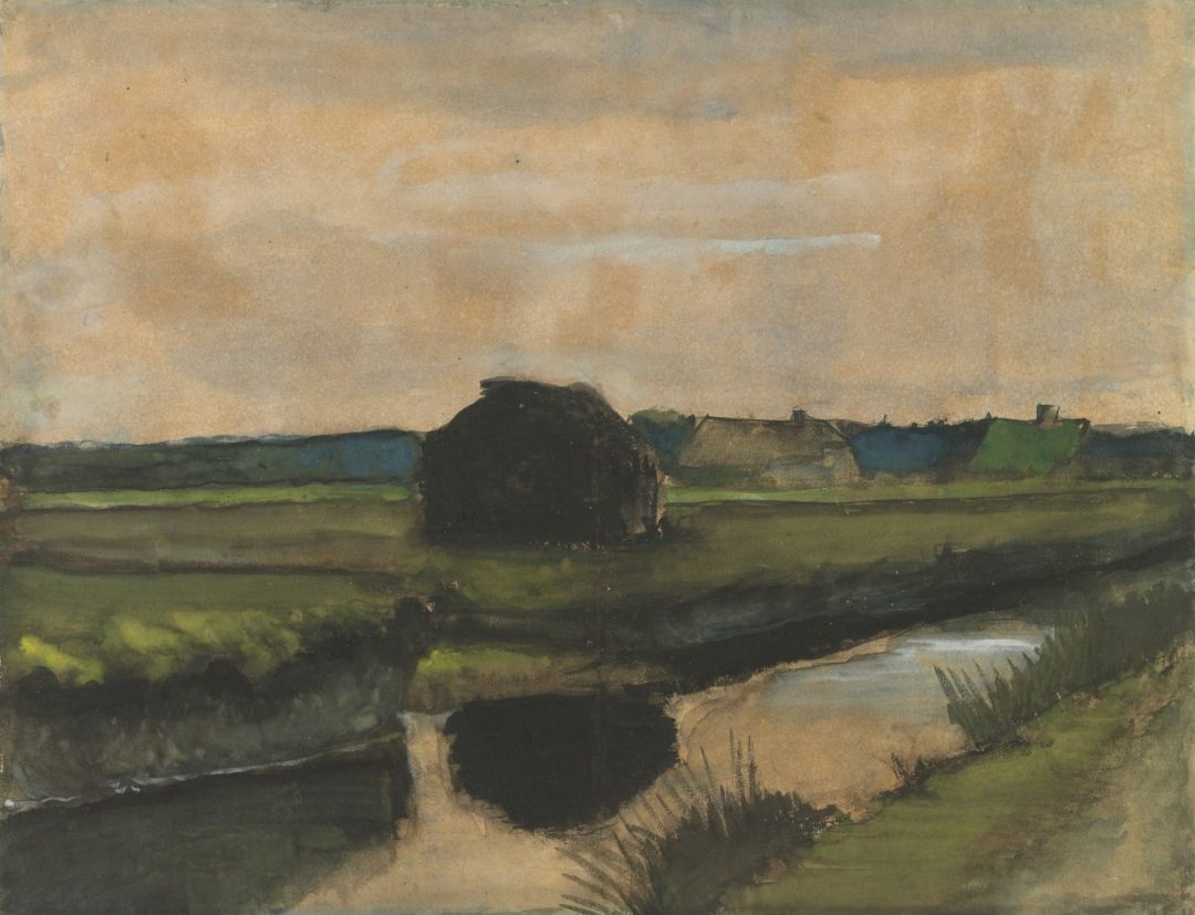 Paisaje con una pila de turba y caseríos, Vincent van Gogh, 1883, Museo Van Gogh