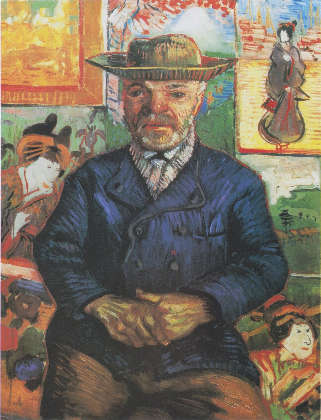 Retrato de Père Tanguy ante estampas japonesas, Van Gogh, 1887