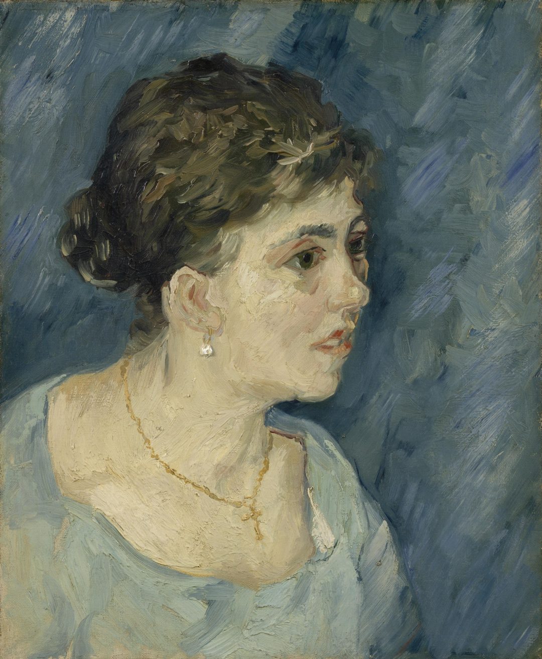 Retrato de una mujer en azul, Vincent van Gogh, Amberes 1885, Museo Van Gogh
