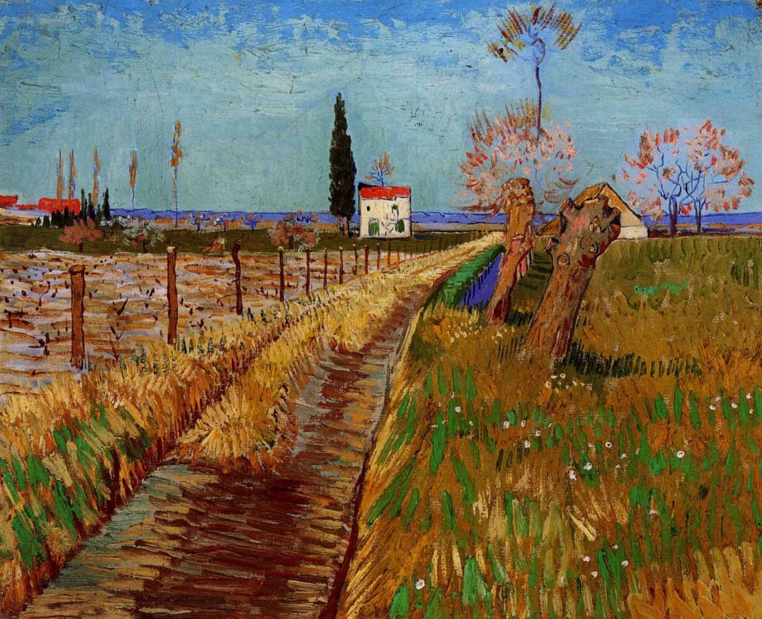Senda al borde de un prado con sauces, Van Gogh, 1888