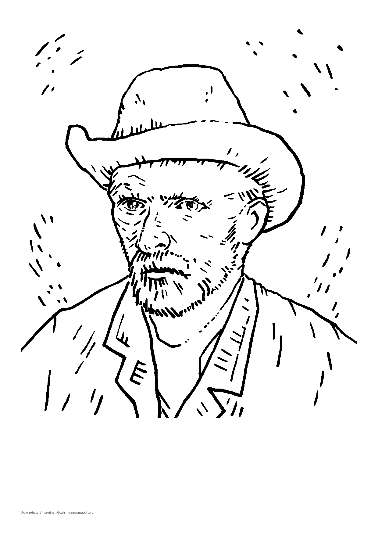 Autorretrato de Van Gogh para colorir