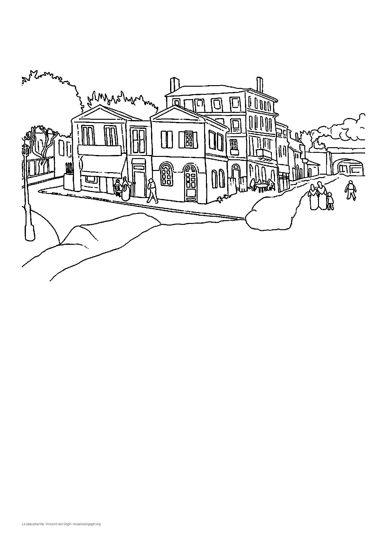 A Casa Amarela de Van Gogh para colorir