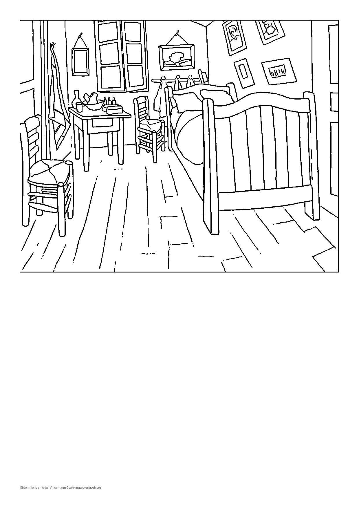 Quarto em Arles de Van Gogh para colorir