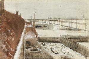 Vista desde la ventana del estudio de Vincent en invierno, de Van Gogh