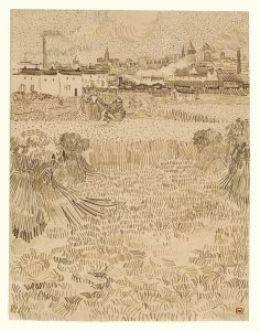Arlés: vista desde el campo de trigo, de Van Gogh