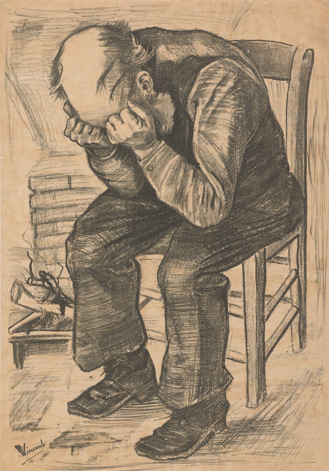 At Eternity's Gate, litografía (La Haya, 1882), de Vincent van Gogh
