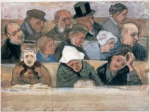 Banco de iglesia con fieles, de Van Gogh