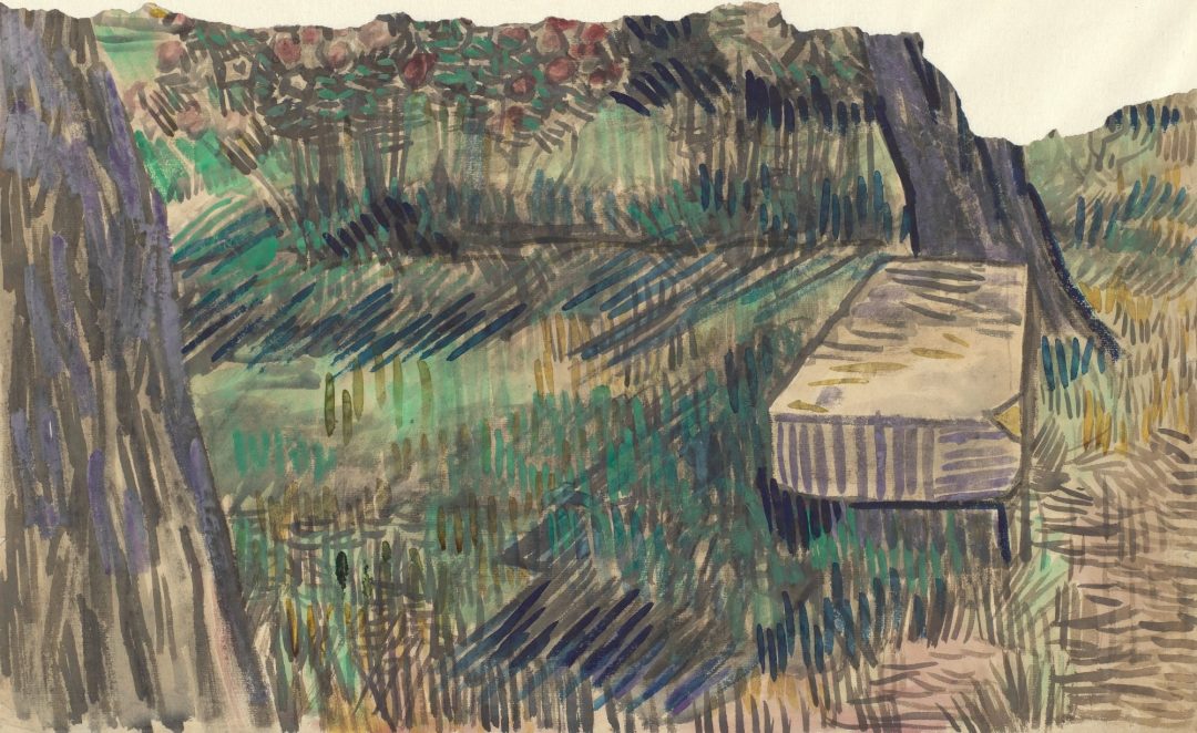 Banco de piedra en el jardín del asilo (Saint-Rémy, 1889), de Vincent van Gogh