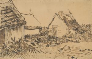 Tres cabañas en Saintes-Maries, de Van Gogh