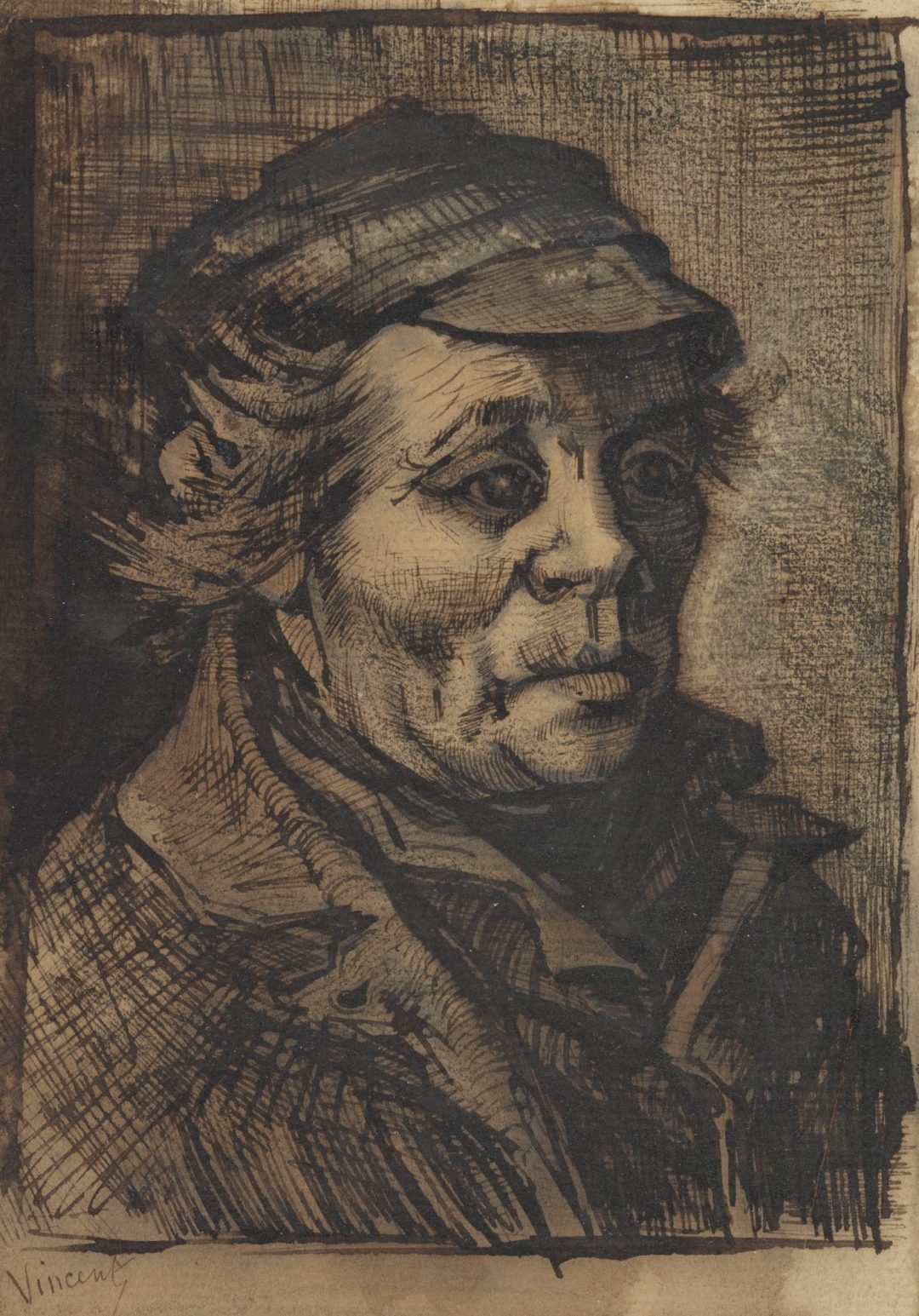 Cabeza de hombre (dibujo, Nuenen, 1884-1885), de Vincent van Gogh