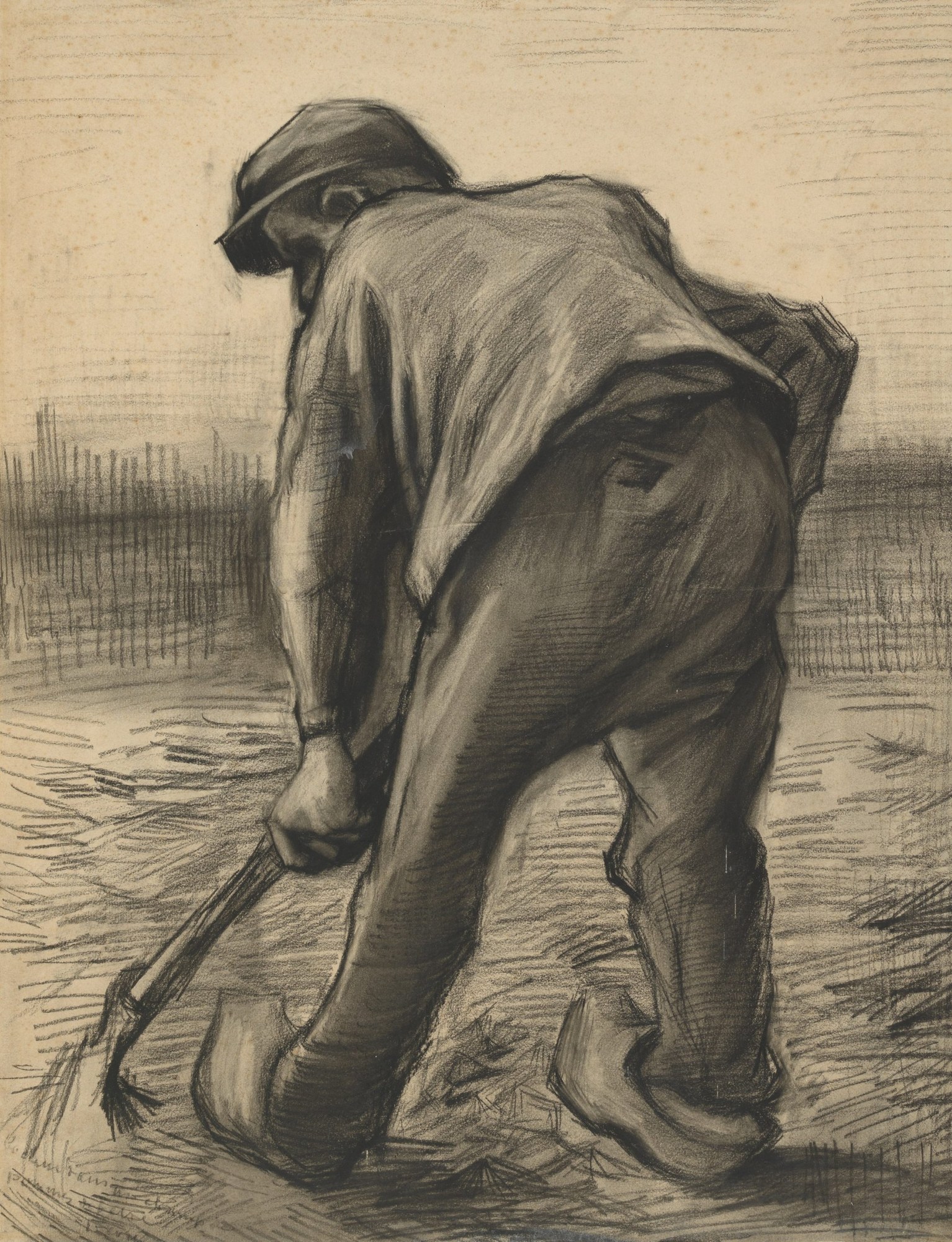 Cavador en un campo de patatas: febrero (Nuenen, 1885), de Vincent van Gogh