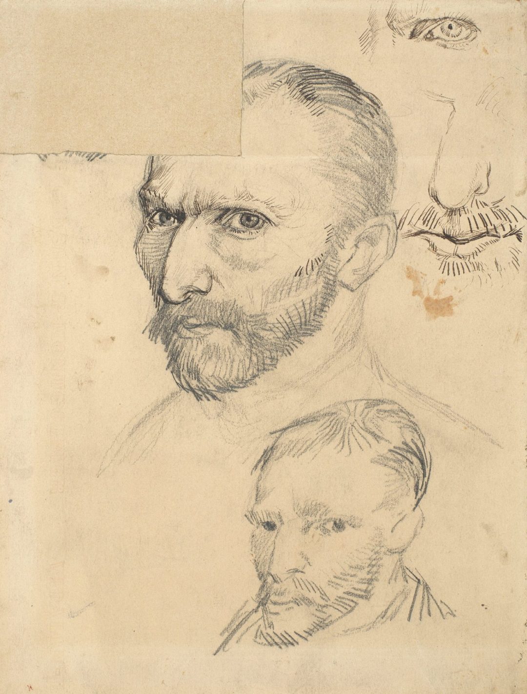 Dos autorretratos y detalles, de Vincent van Gogh