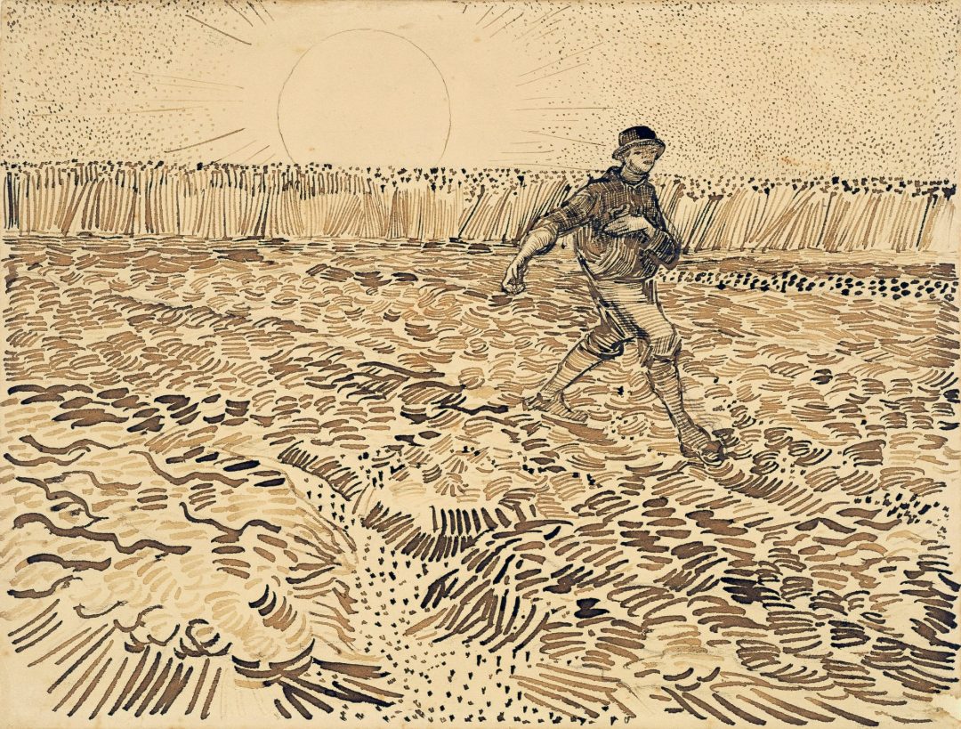 El sembrador a la puesta del sol (dibujo), de Vincent van Gogh