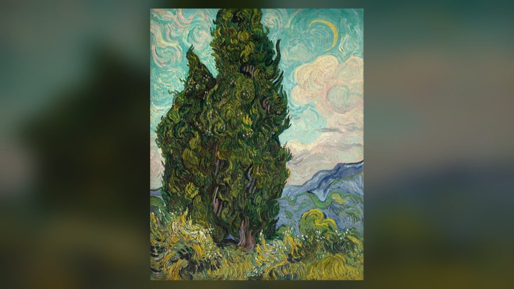 Ciprestes de Van Gogh (1889), papel de parede em alta resolução