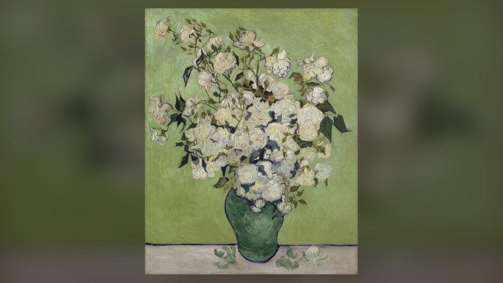 Vaso com Rosas de Van Gogh (1890), papel de parede em alta resolução