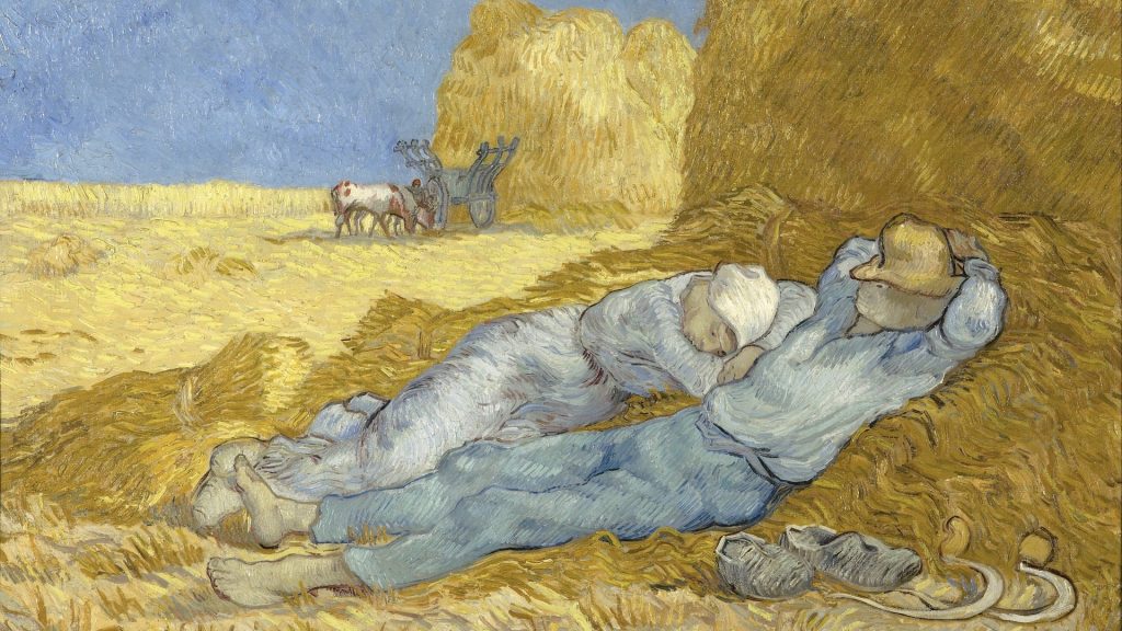 A Siesta de Van Gogh (1890), papel de parede em alta resolução