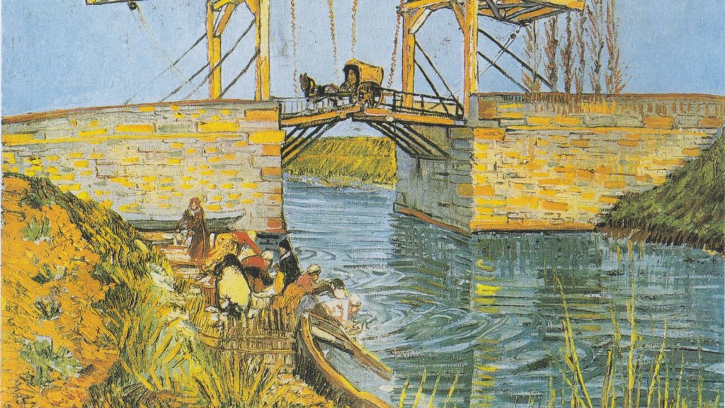 A Ponte de Langlois de Van Gogh (1888), papel de parede em alta resolução