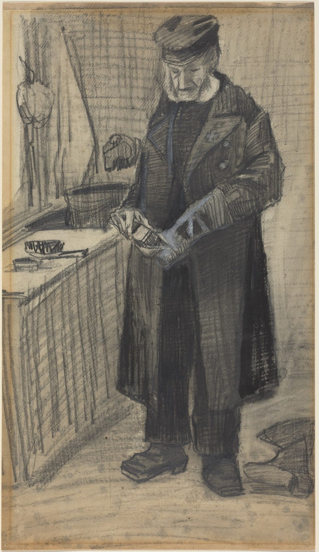 Hombre del orfanato limpiando botas (La Haya, 1882), de Vincent van Gogh