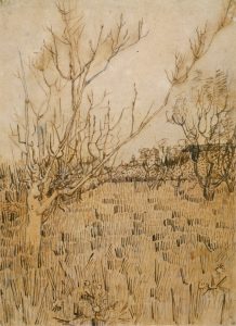 Huerto con Arlés al fondo, de Van Gogh