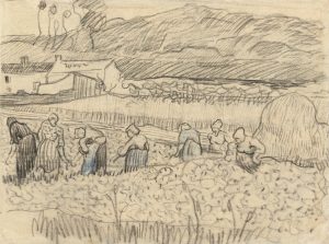 Mujeres trabajando en un campo de trigo, de Van Gogh
