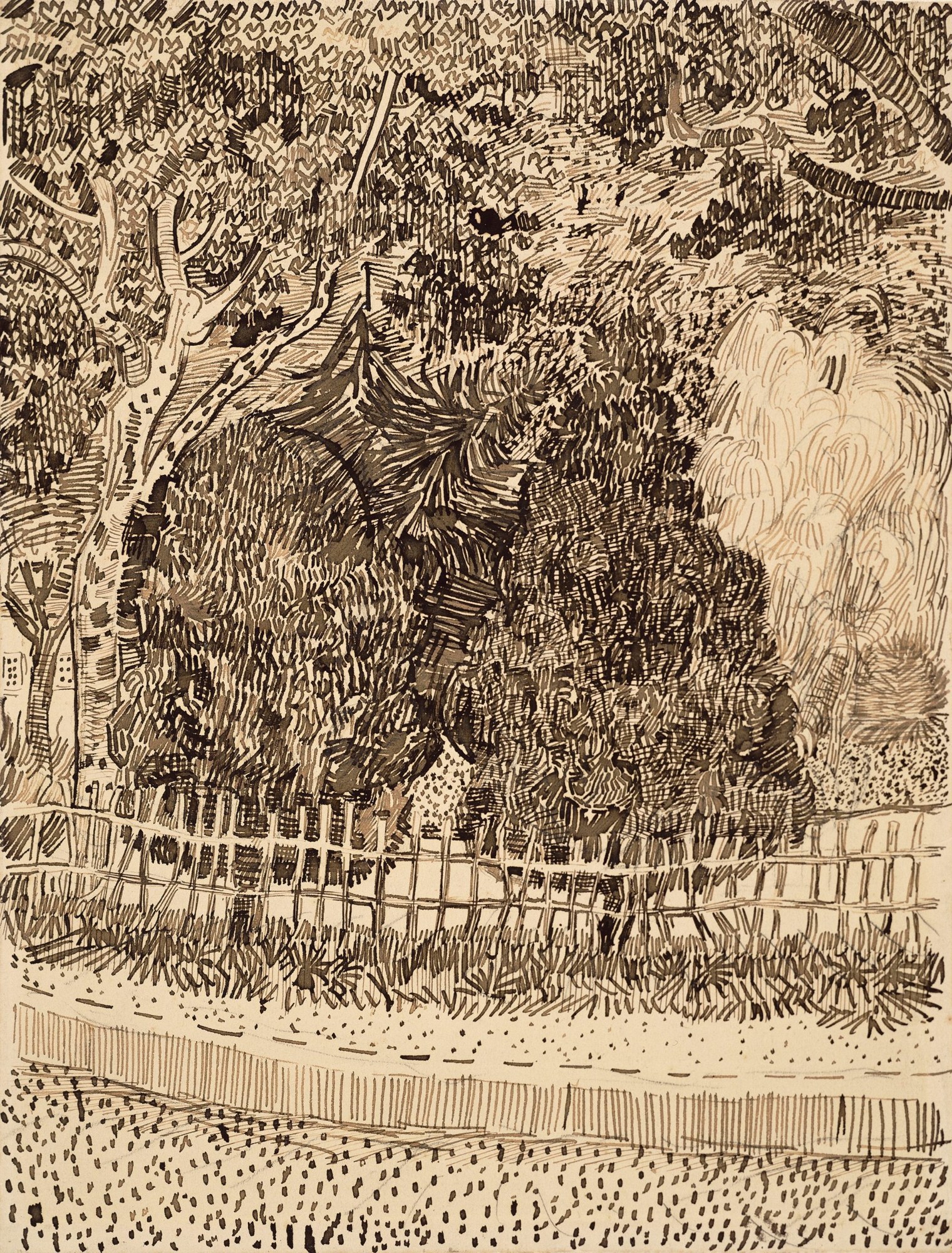 Parque con valla (Arlés, 1888), de Vincent van Gogh