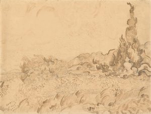 Campo de trigo con cipreses, de Van Gogh