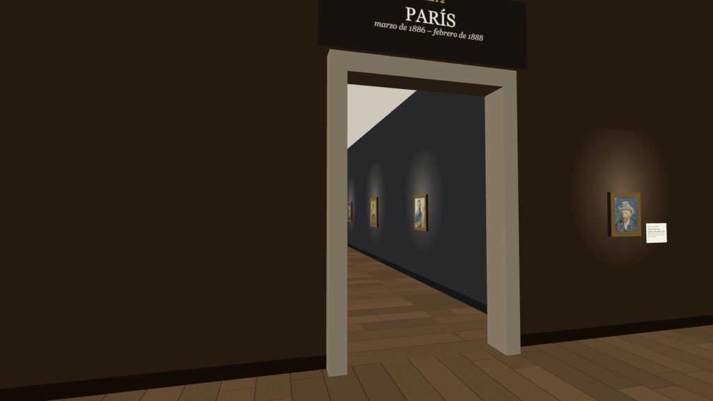 Puerta de la sala de París vista desde el vestíbulo de la visita virtual